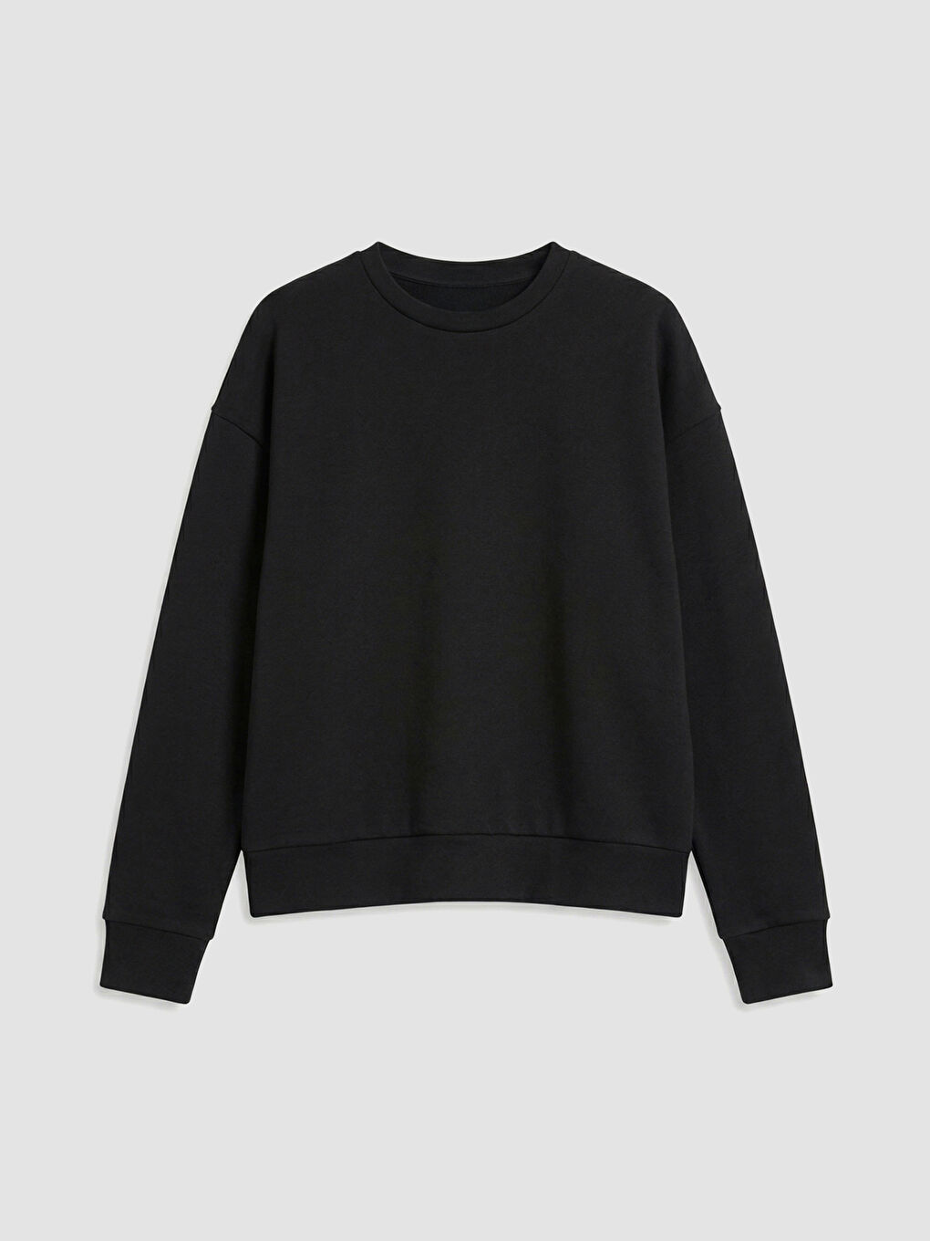 Siyah Bisiklet Yaka Soft Touch Kadın Sweatshirt