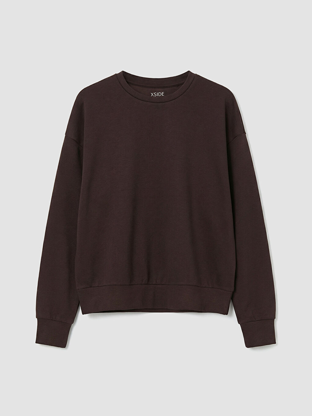 Kahverengi Bisiklet Yaka Soft Touch Kadın Sweatshirt