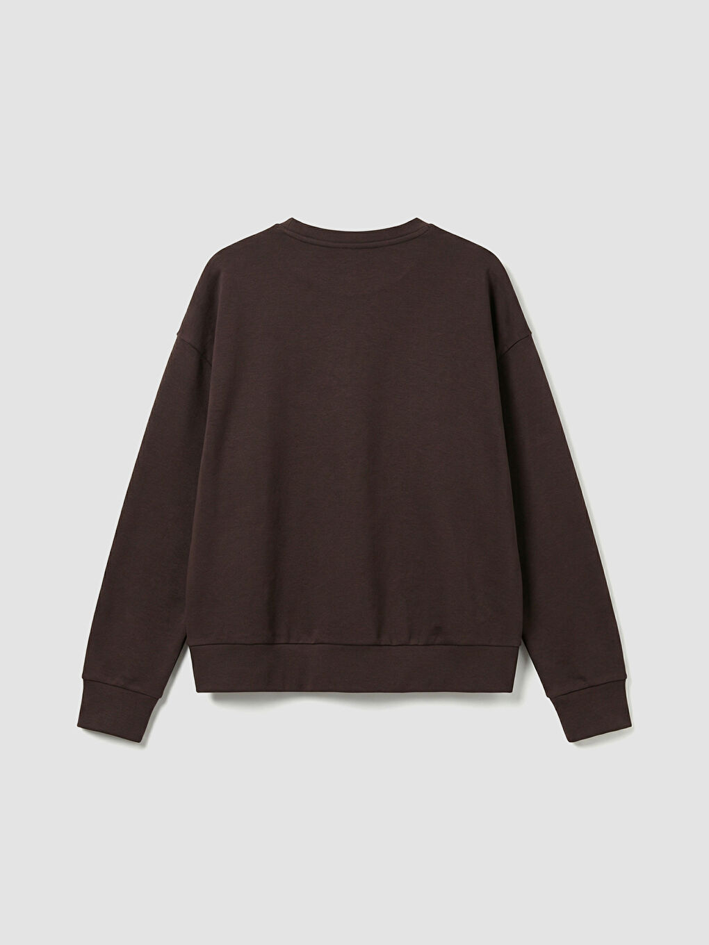 Kahverengi Bisiklet Yaka Soft Touch Kadın Sweatshirt-1