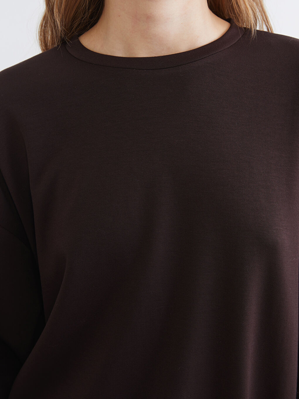 Свитшот с круглым вырезом из мягкой ткани для женщин-2