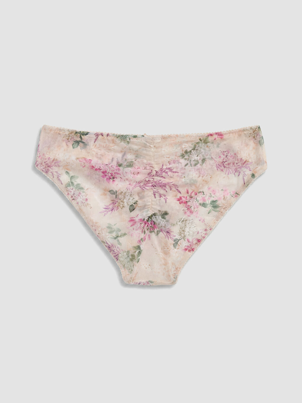 Ekru Çiçekli Fantezi Bikini Külot-1