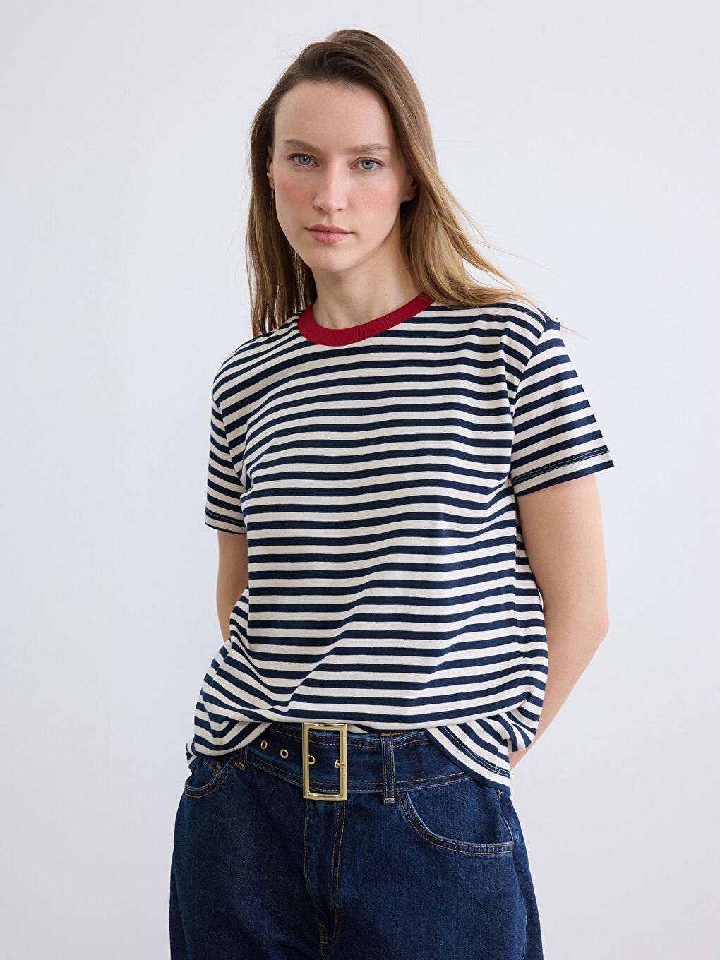 Crew Neck Striped Women's T-Shirt