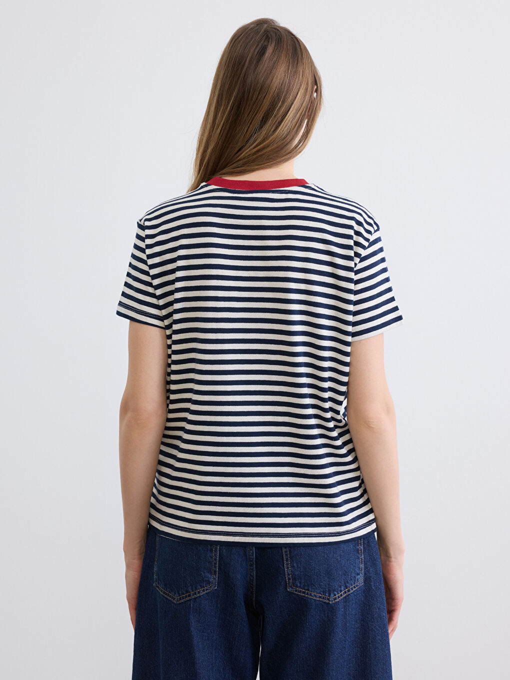 Crew Neck Striped Women's T-Shirt-3
