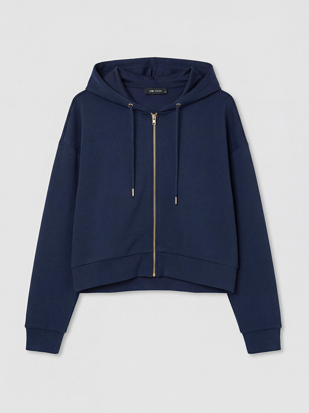 Lacivert Kapüşonlu Kadın Fermuarlı Sweatshirt