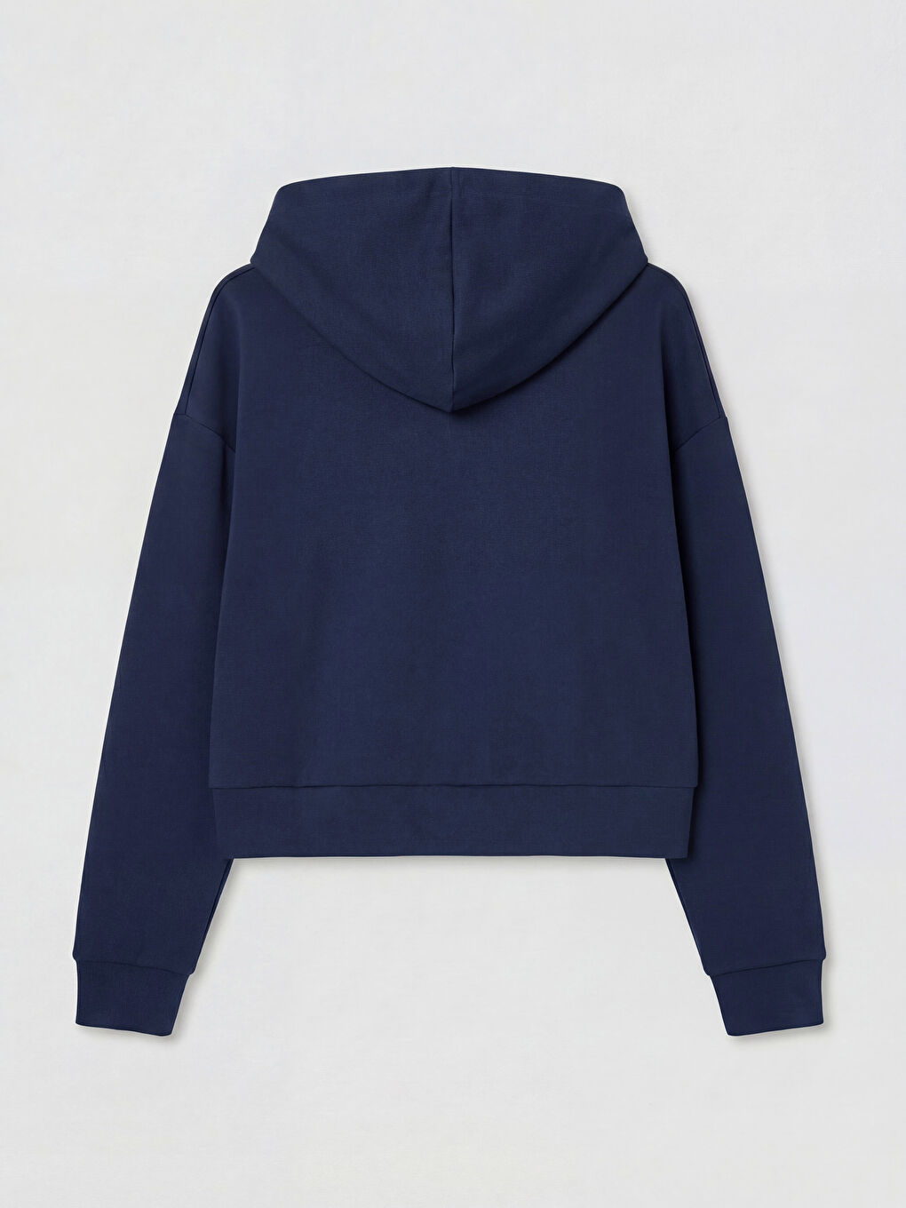 Lacivert Kapüşonlu Kadın Fermuarlı Sweatshirt-1