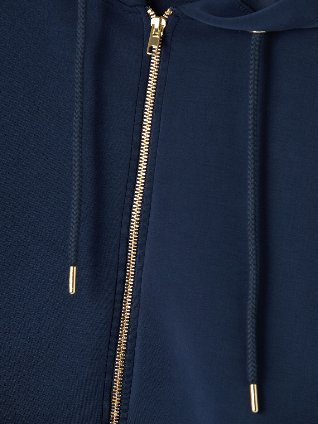 Lacivert Kapüşonlu Kadın Fermuarlı Sweatshirt-2