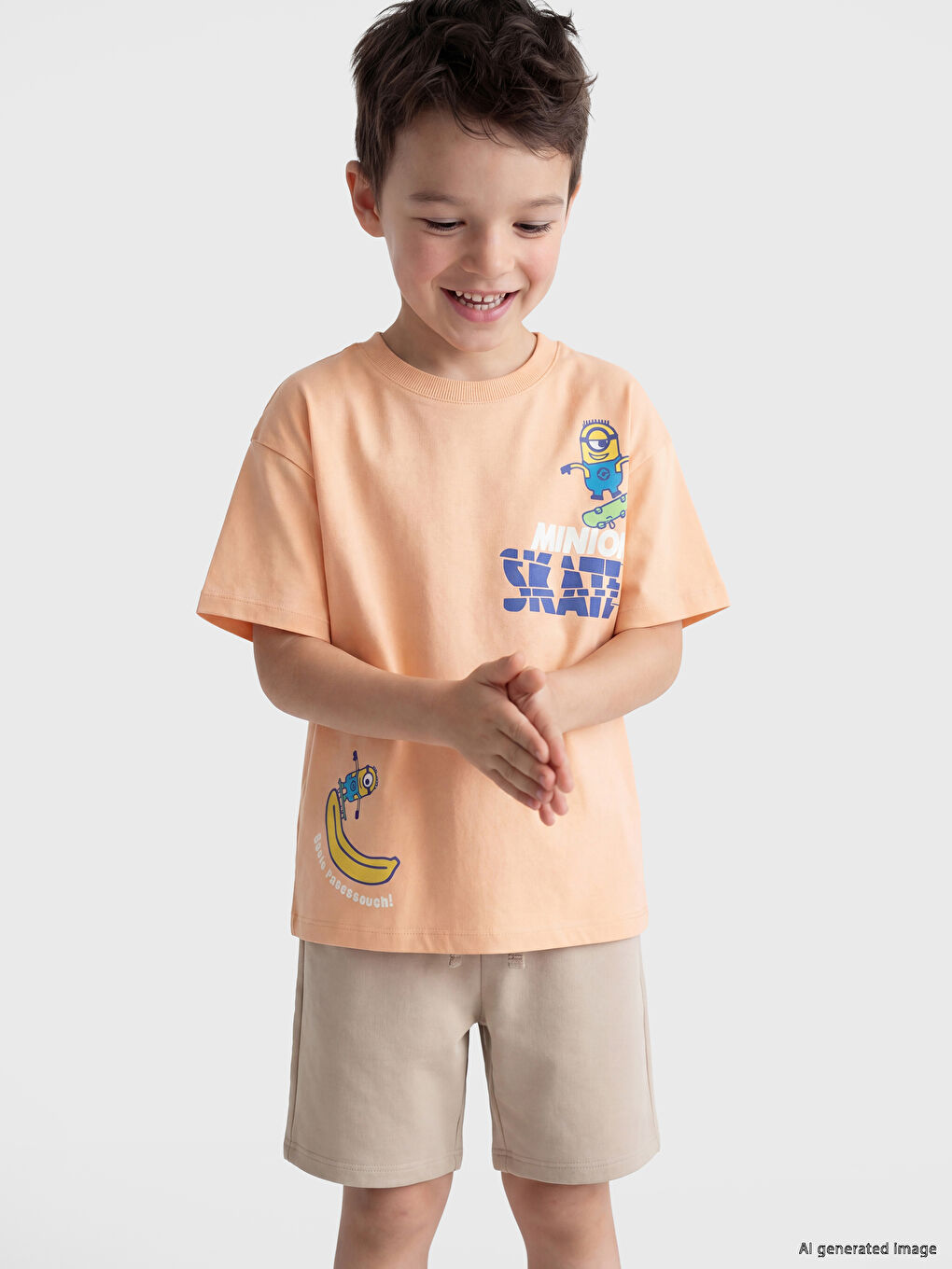 Момчешка тениска с Миньоните, свободна кройка, с принт-1