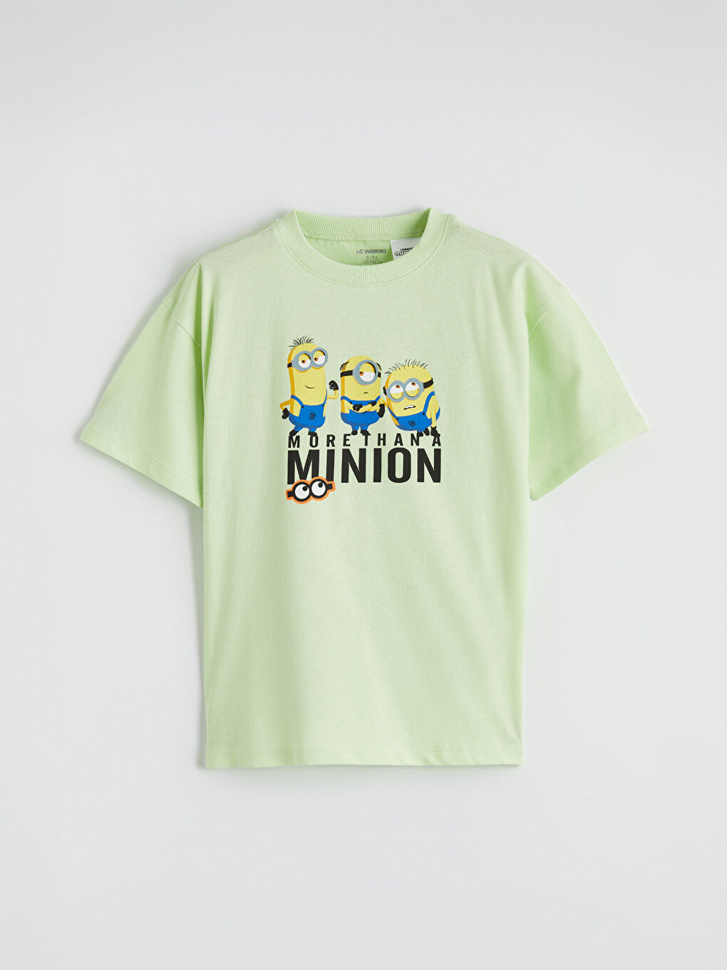 Yeşil Bisiklet Yaka Minions Baskılı Erkek Çocuk Tişört-1