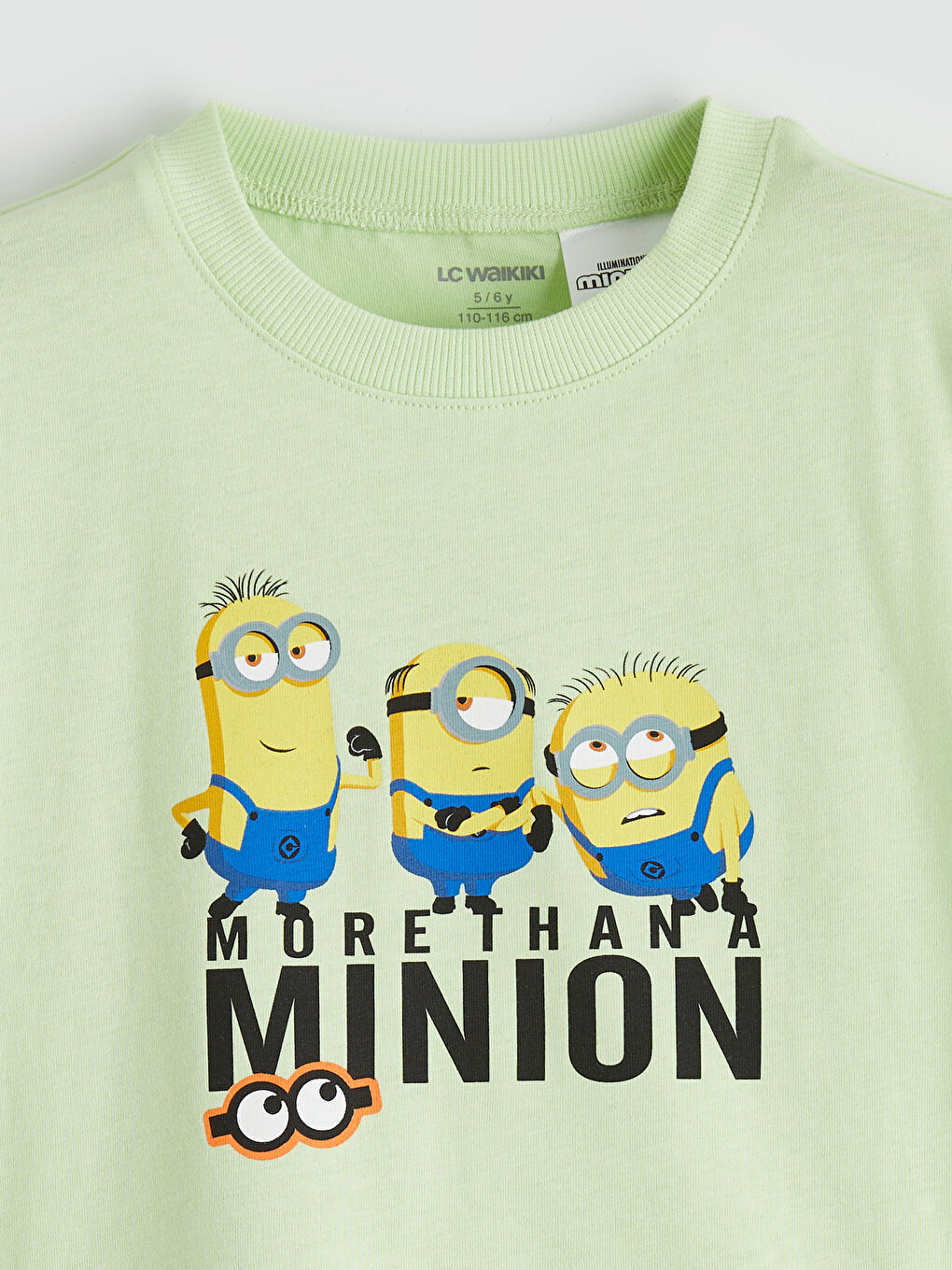 Yeşil Bisiklet Yaka Minions Baskılı Erkek Çocuk Tişört-2