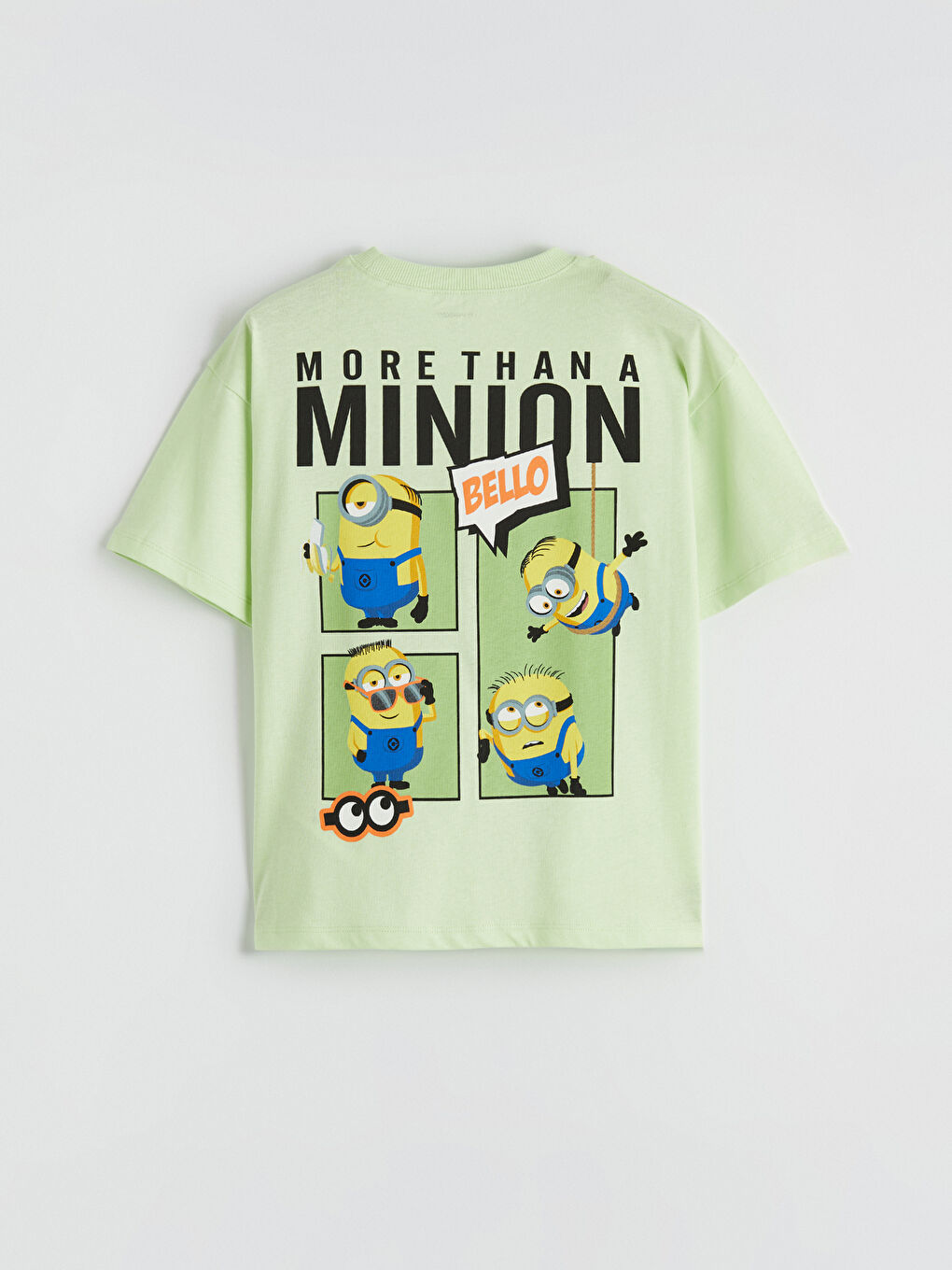 Yeşil Bisiklet Yaka Minions Baskılı Erkek Çocuk Tişört-3