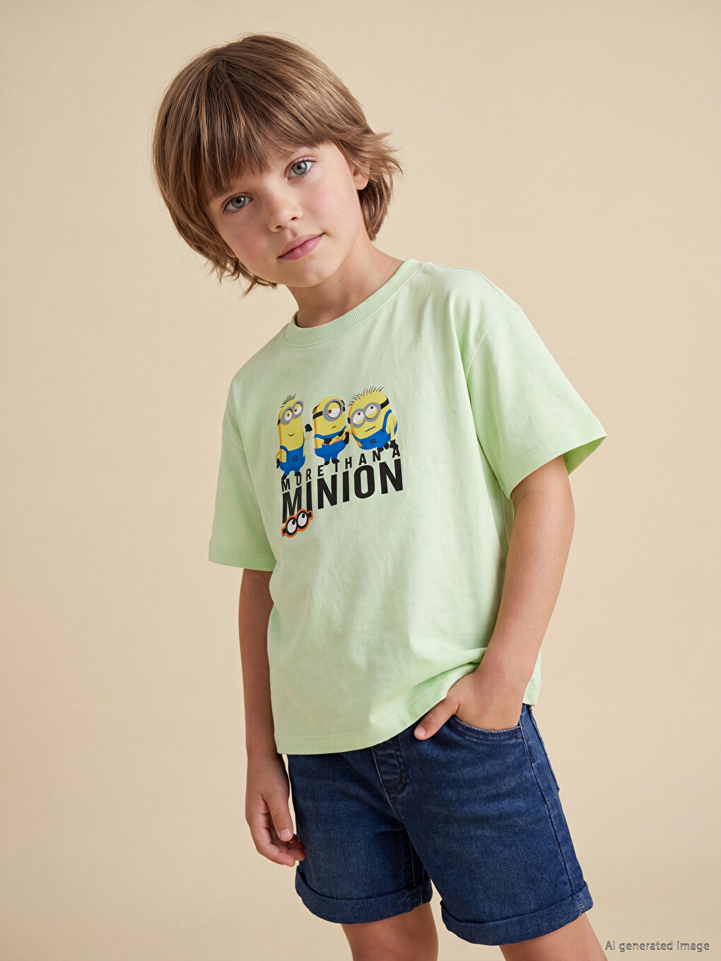 Crew Neck Minions Printed Boys' T-shirt-5