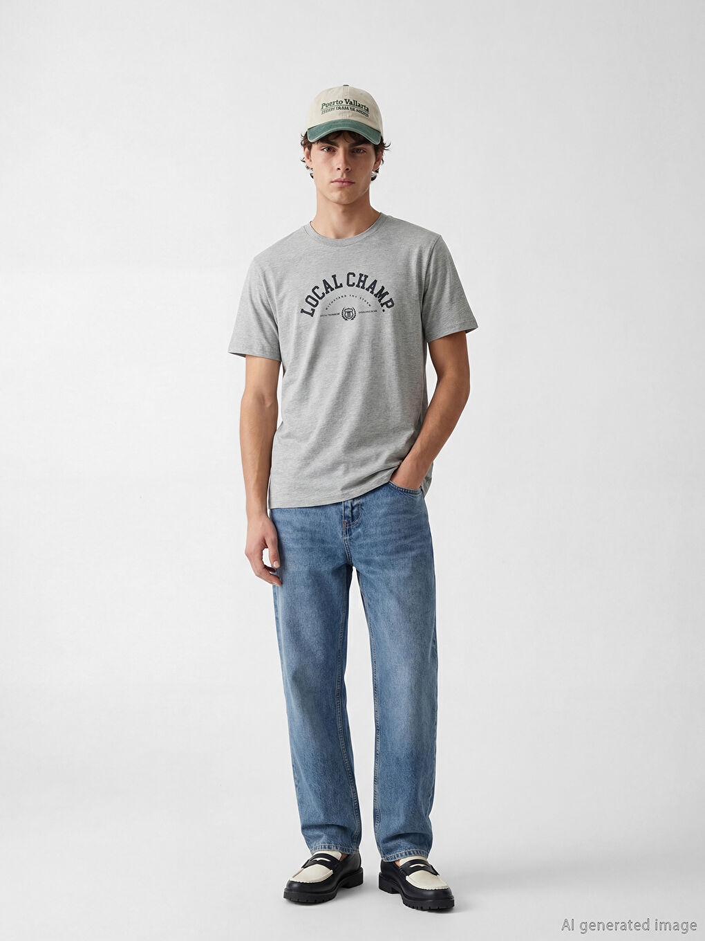 تي شيرت رجالي جيرسي مطبوع بكول مدور-1