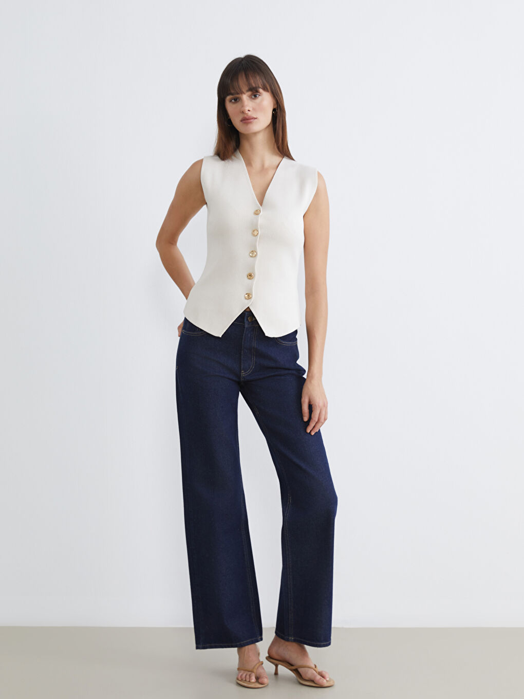 İndigo Wideleg Kadın Jean Pantolon	