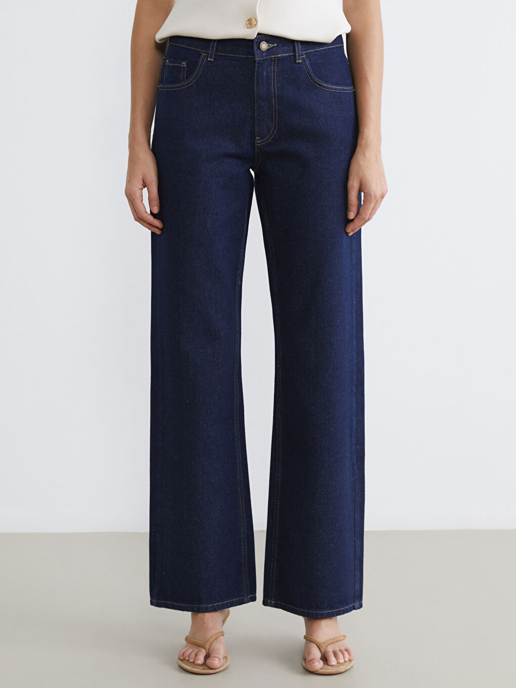 İndigo Wideleg Kadın Jean Pantolon	-1
