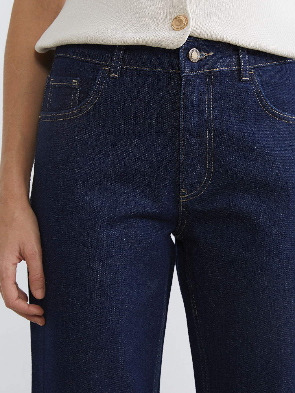 İndigo Wideleg Kadın Jean Pantolon	-2