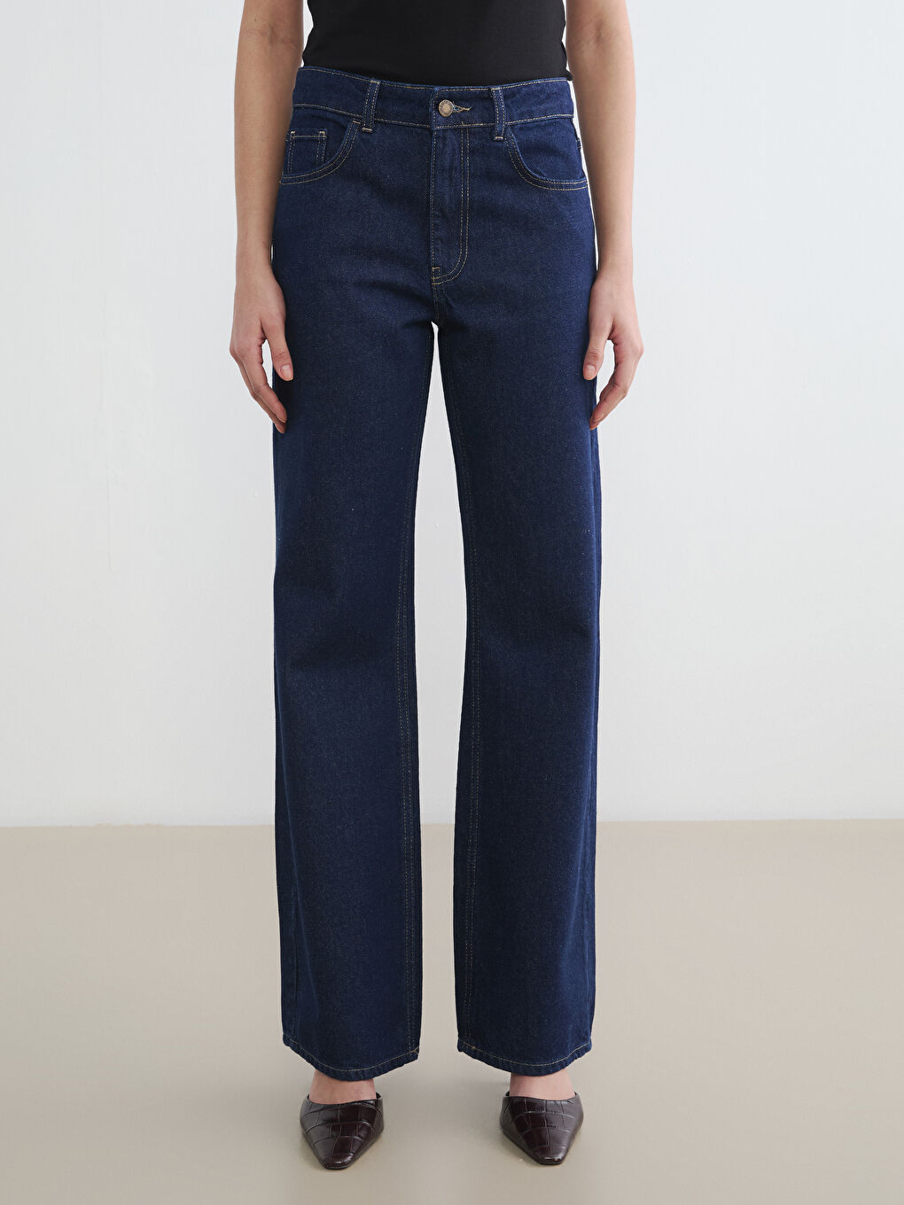 Jean Jambe Large pour Femmes-1