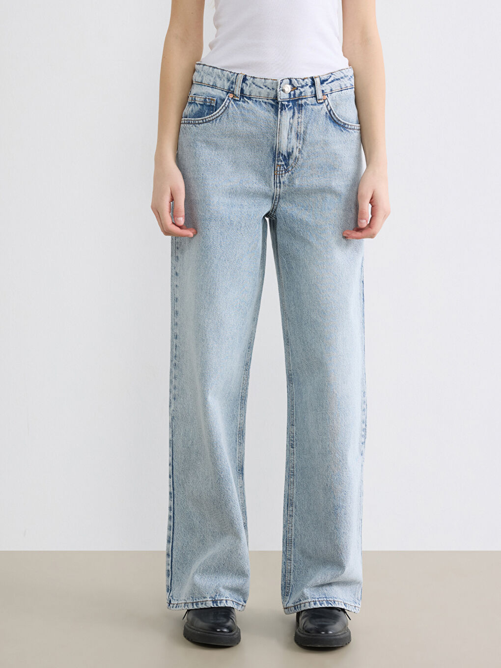 Mavi Wideleg Kadın Jean Pantolon-1