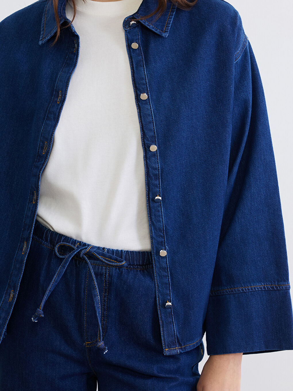 İndigo Kadın Jean Gömlek-2