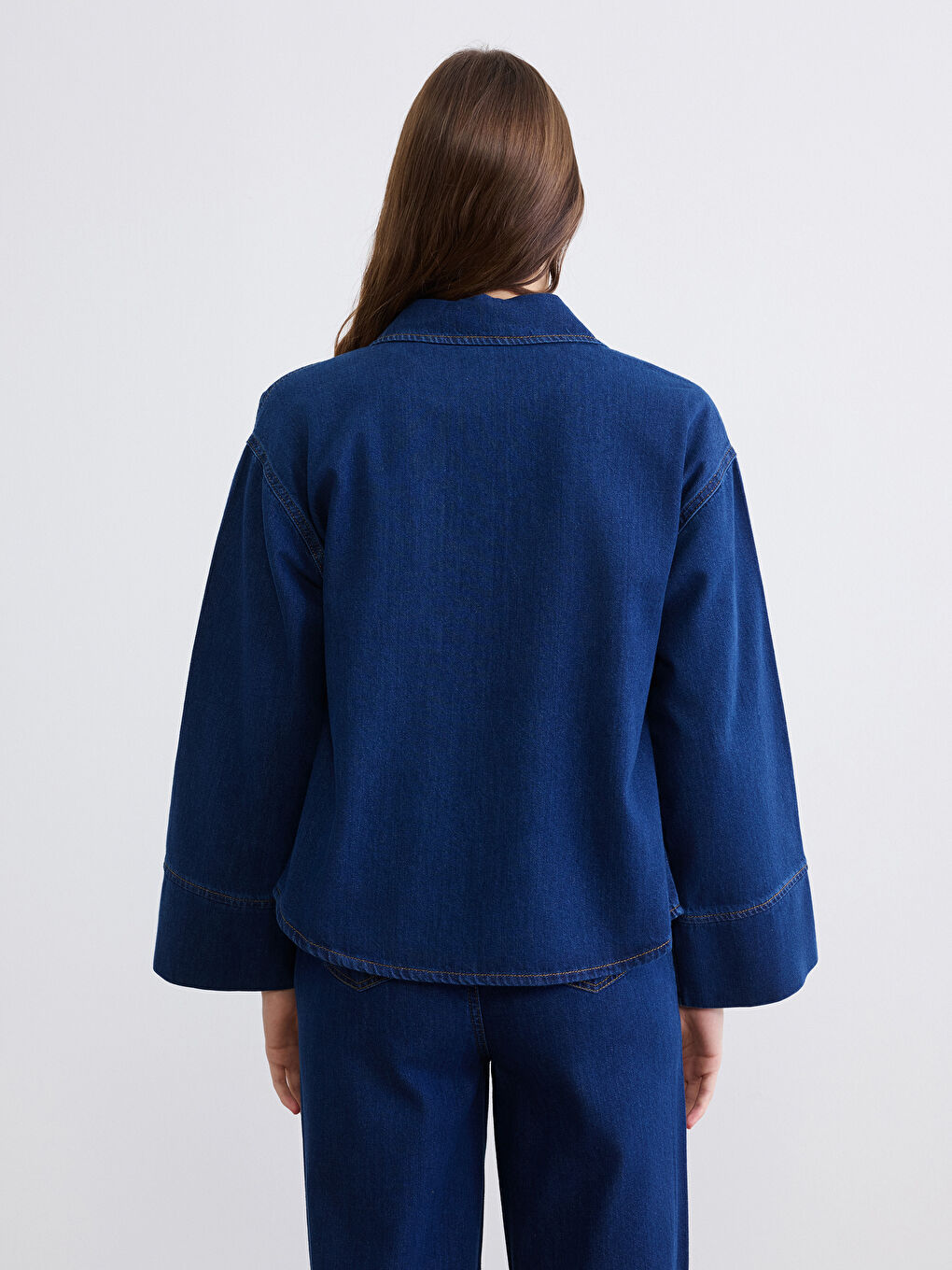 İndigo Kadın Jean Gömlek-3
