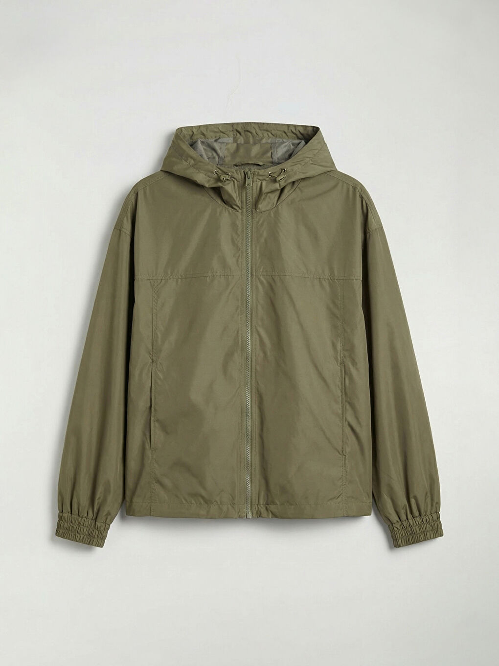 Haki Kapüşonlu Kadın Yağmurluk-5