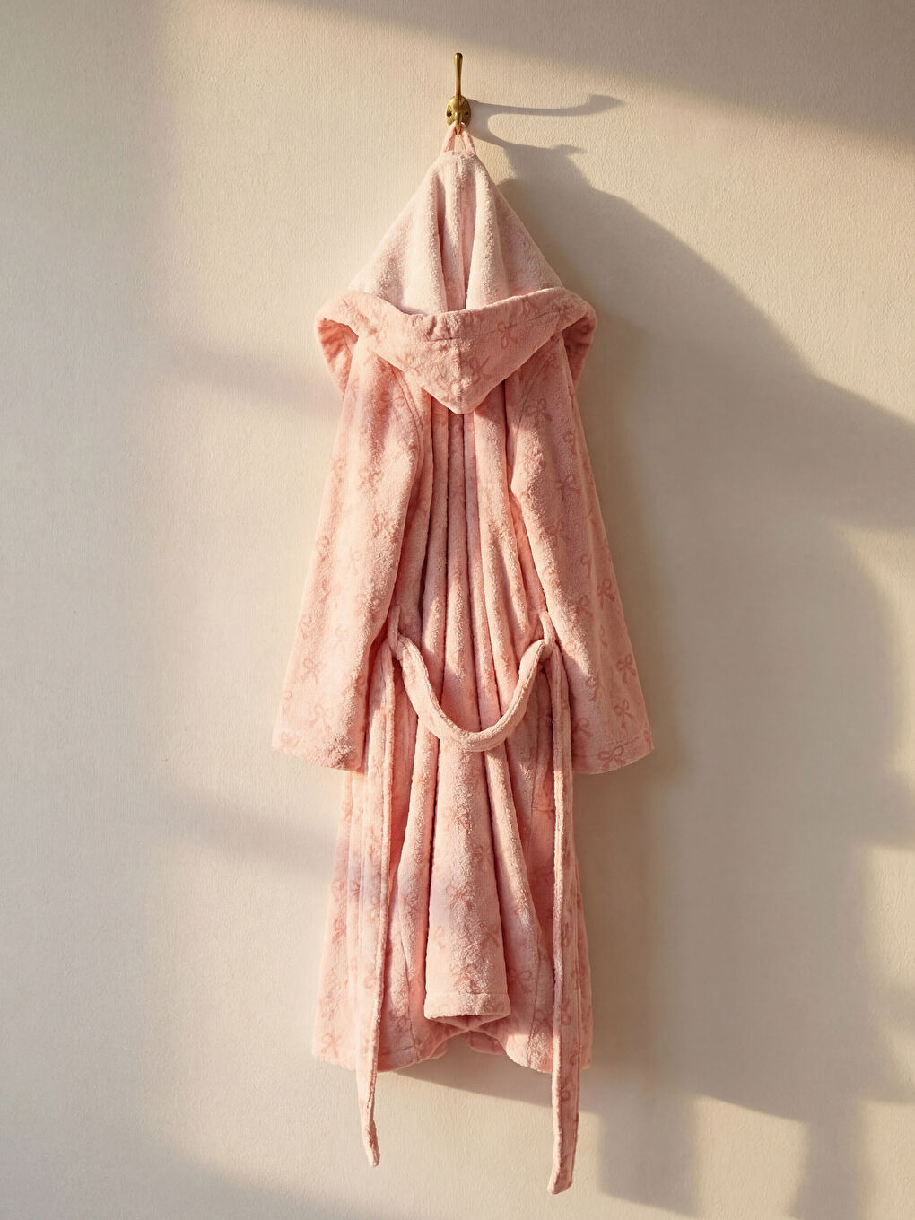 Karışık Fiyonk Desenli Pamuklu Kız Çocuk Bornoz-1