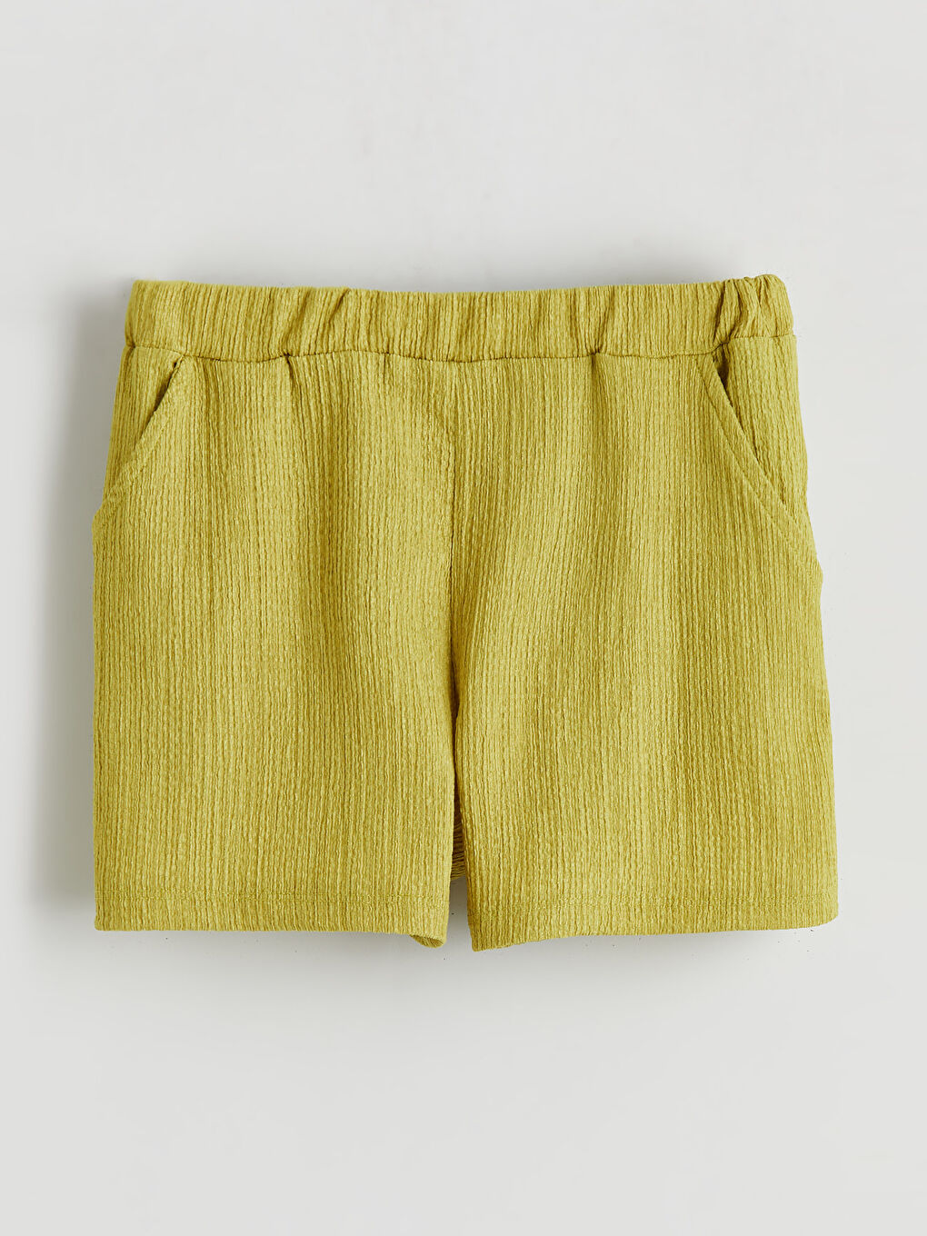 Yeşil Beli Lastikli Kız Çocuk Şort