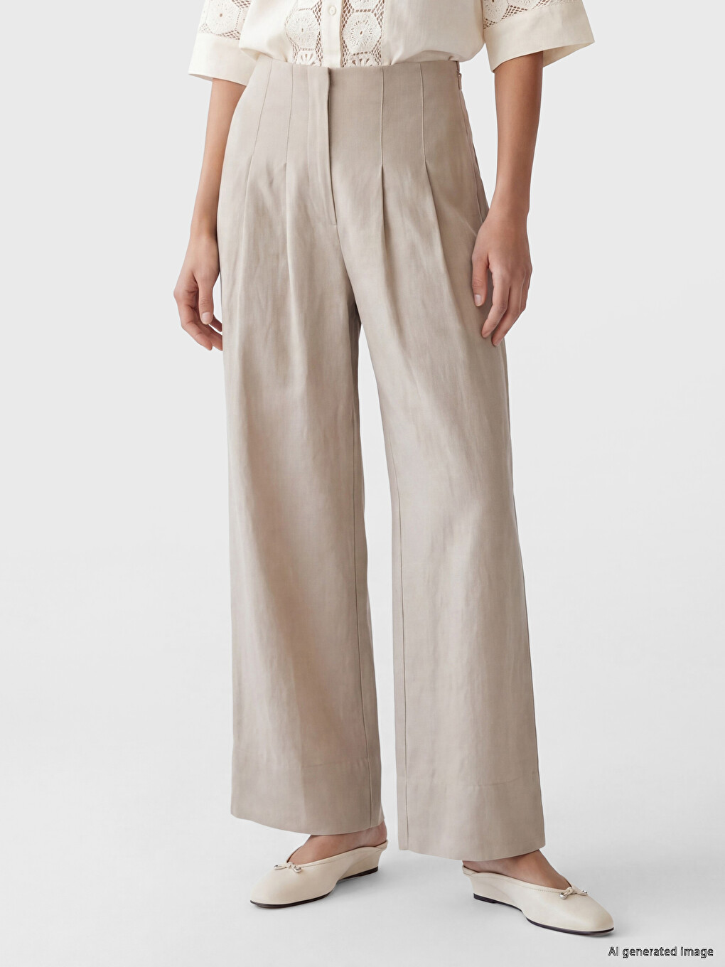Loose Fit Women's Pleated Trousers-1