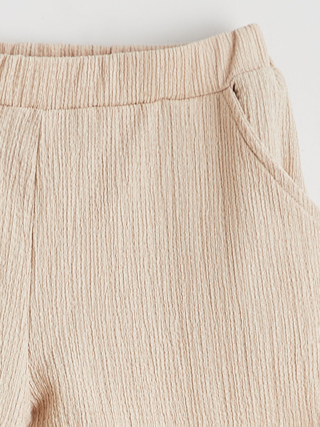 Bej Beli Lastikli Kız Çocuk Şort-1