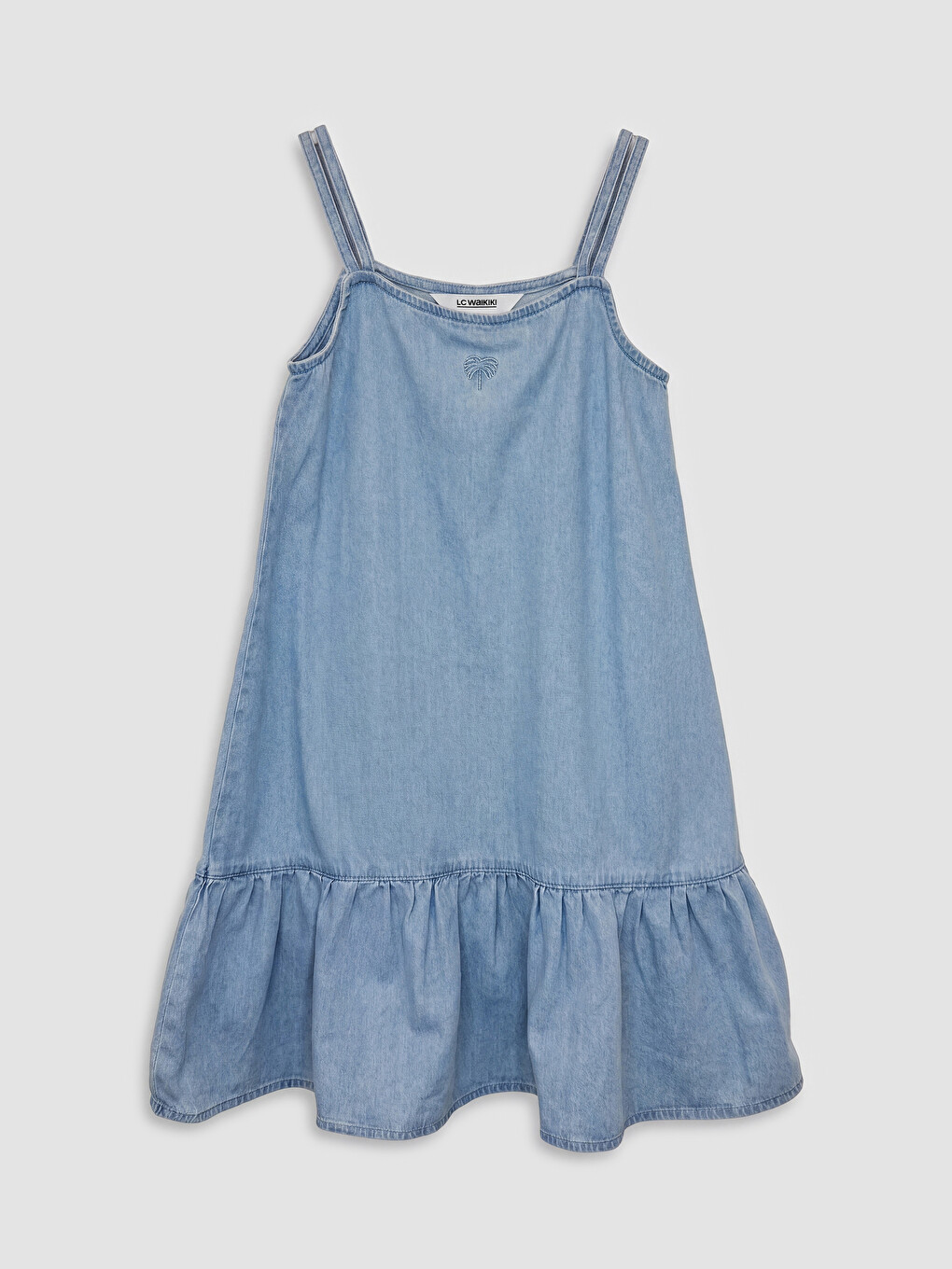Strappy Square Neck Embroidered Girls' Dress