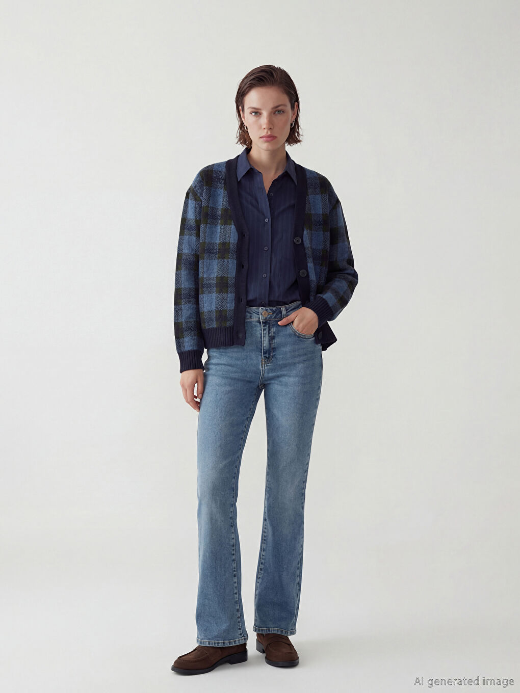 Әйелдер көгілдір Кардиган-1