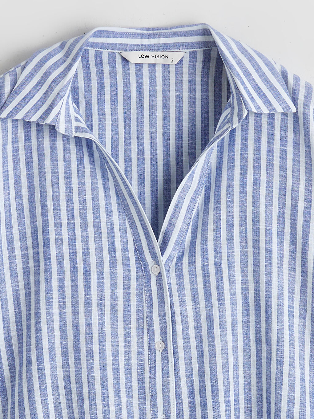 Mavi Çizgili Oversize Poplin Kadın Gömlek-5