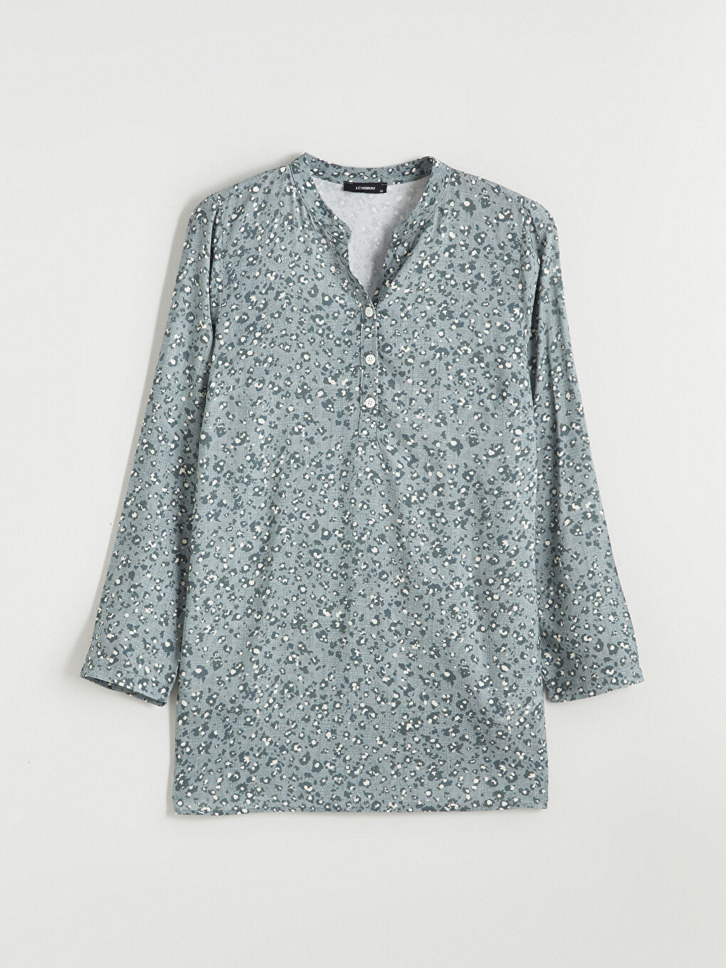 Haki Kaçık Yaka Desenli Kadın Tunik-4