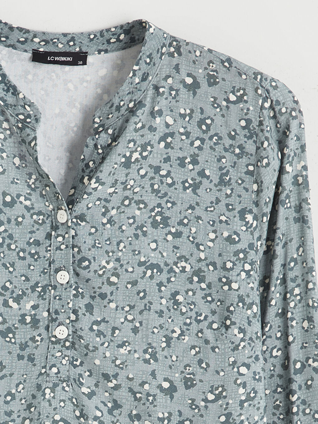 Haki Kaçık Yaka Desenli Kadın Tunik-5