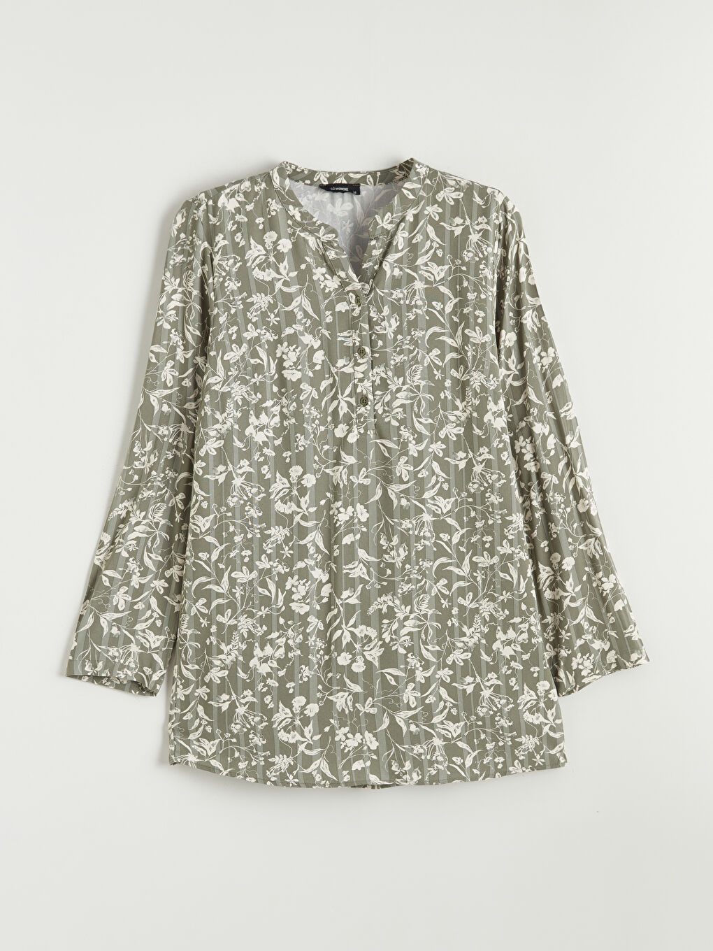 Yeşil Kaçık Yaka Desenli Kadın Tunik-4