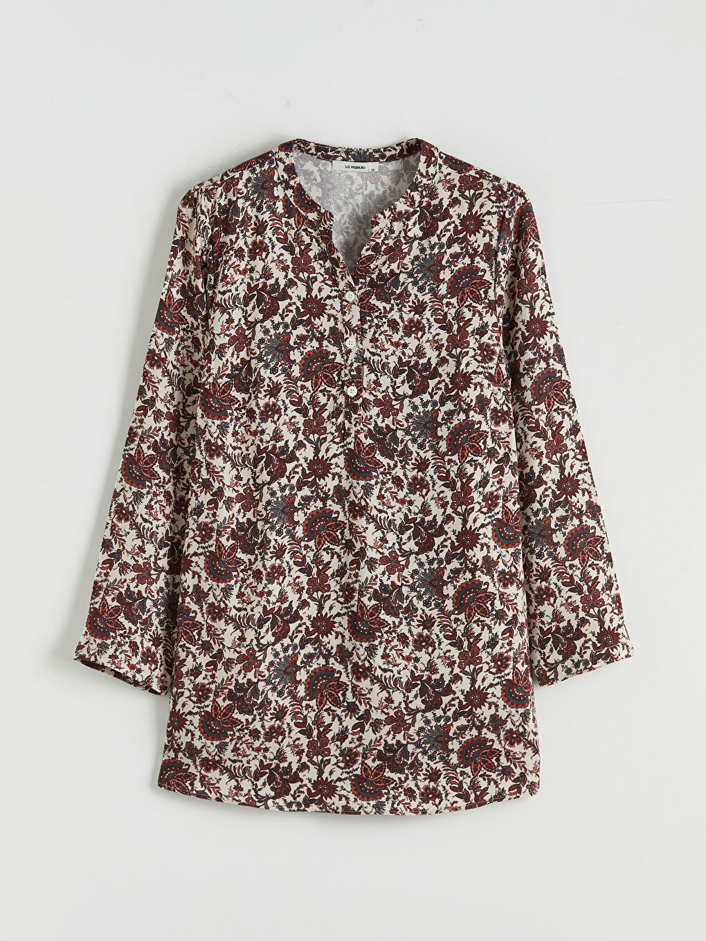 Turuncu Kaçık Yaka Desenli Kadın Tunik-4