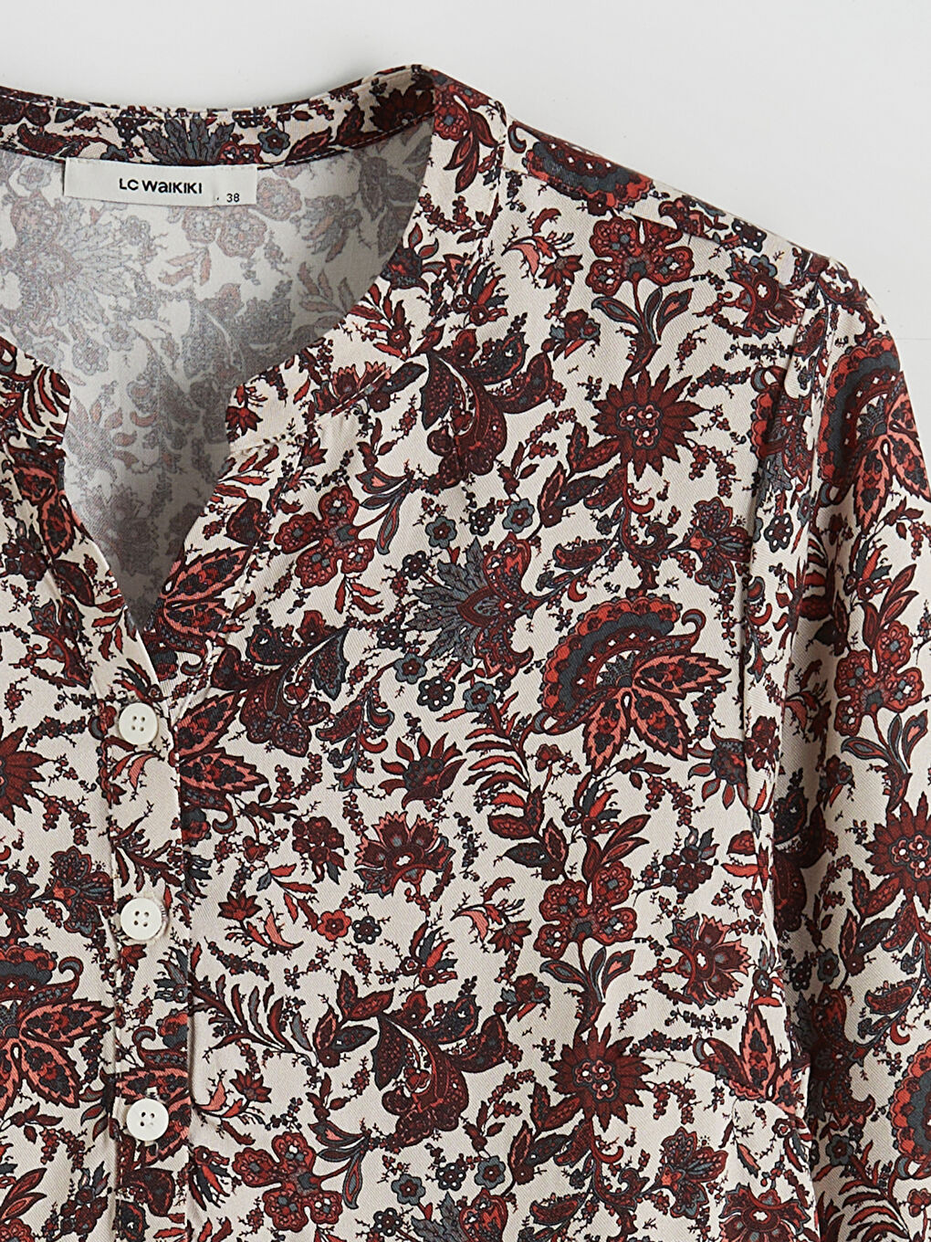 Turuncu Kaçık Yaka Desenli Kadın Tunik-5