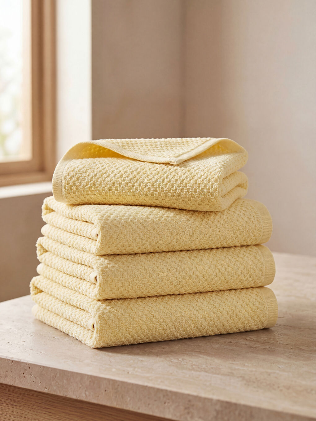 Sarı Pamuklu Yüz Havlusu 3'lü 50x80 Cm