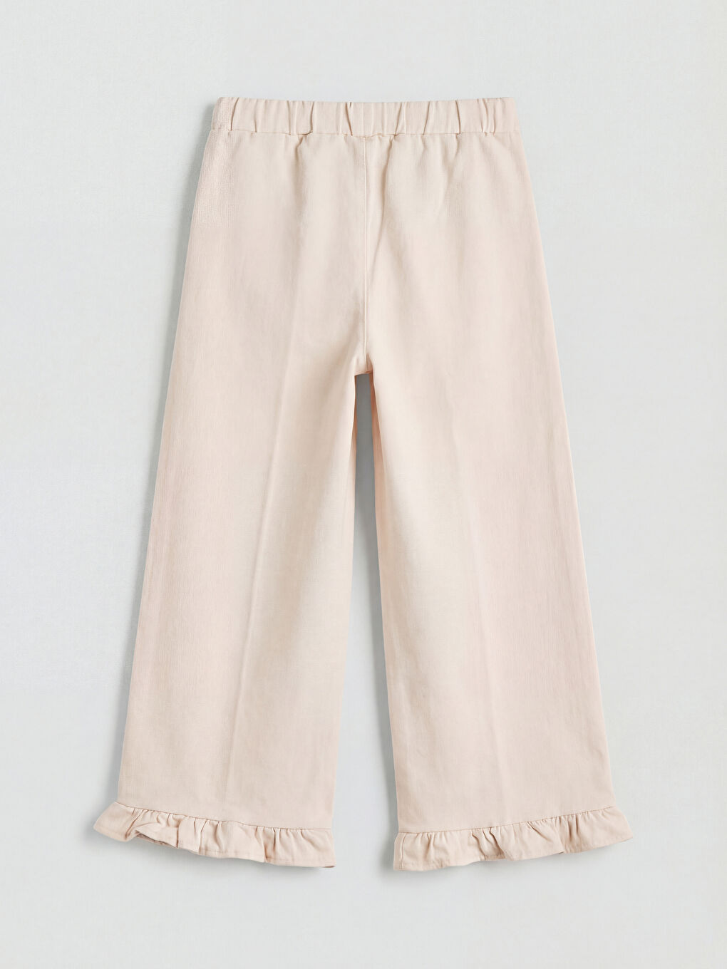 Bej Beli Lastikli Gabardin Kız Çocuk Pantolon-1