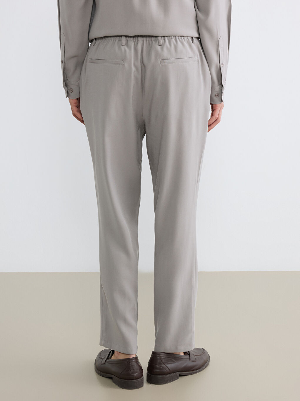 Kahverengi Standart Kalıp Armürlü Erkek Pantolon-3