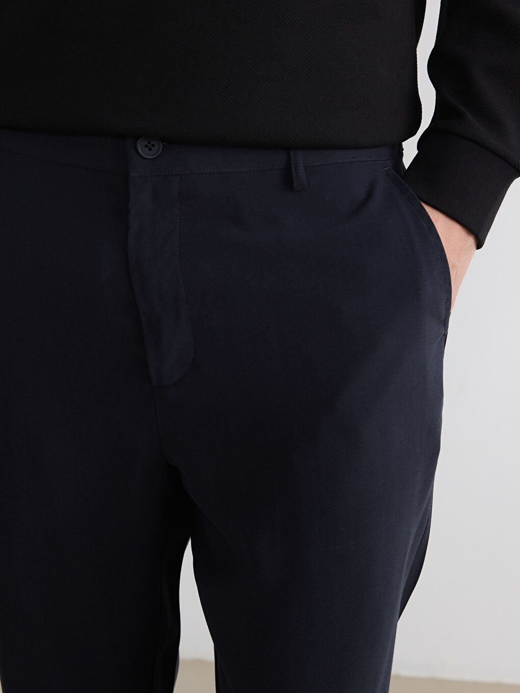 Lacivert Standart Kalıp Armürlü Erkek Pantolon-2