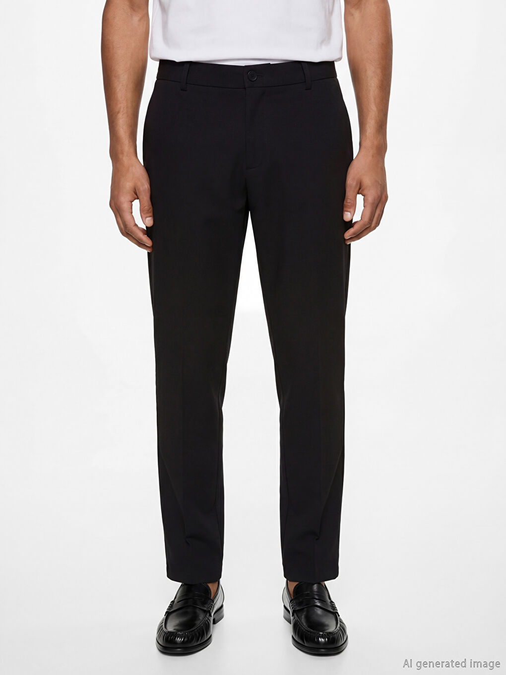 Siyah Standart Kalıp Armürlü Erkek Pantolon-1