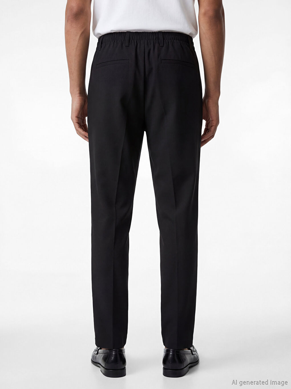 Siyah Standart Kalıp Armürlü Erkek Pantolon-3