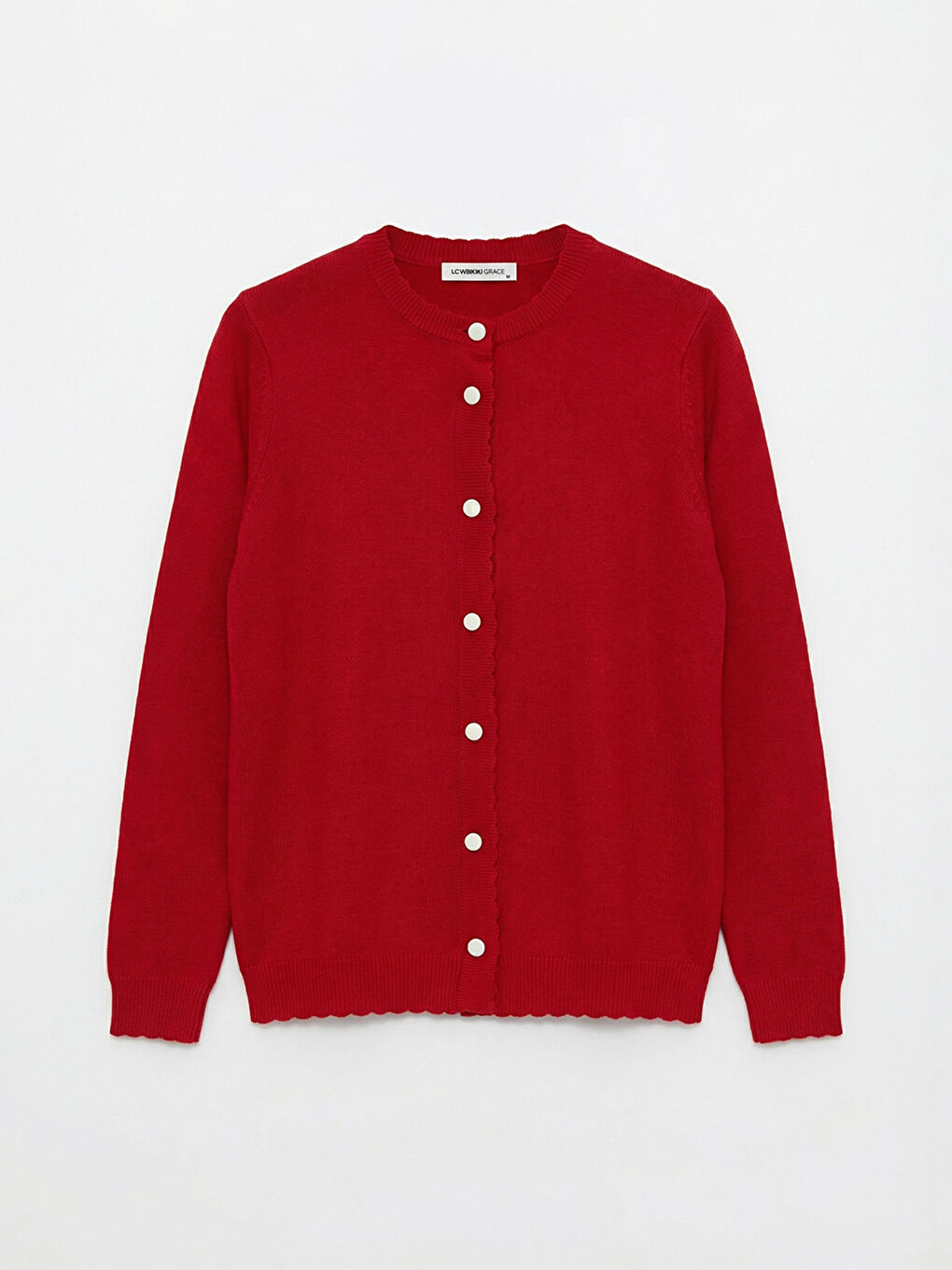 Kırmızı Bisiklet Yaka Kadın Triko Hırka