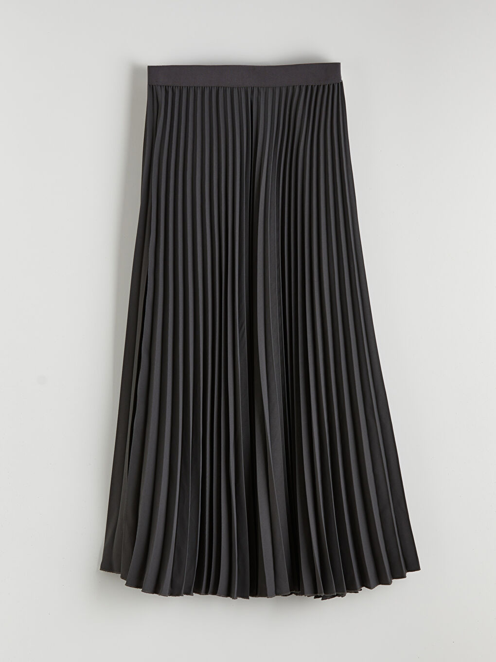 Antrasit Beli Lastikli Pileli Etek