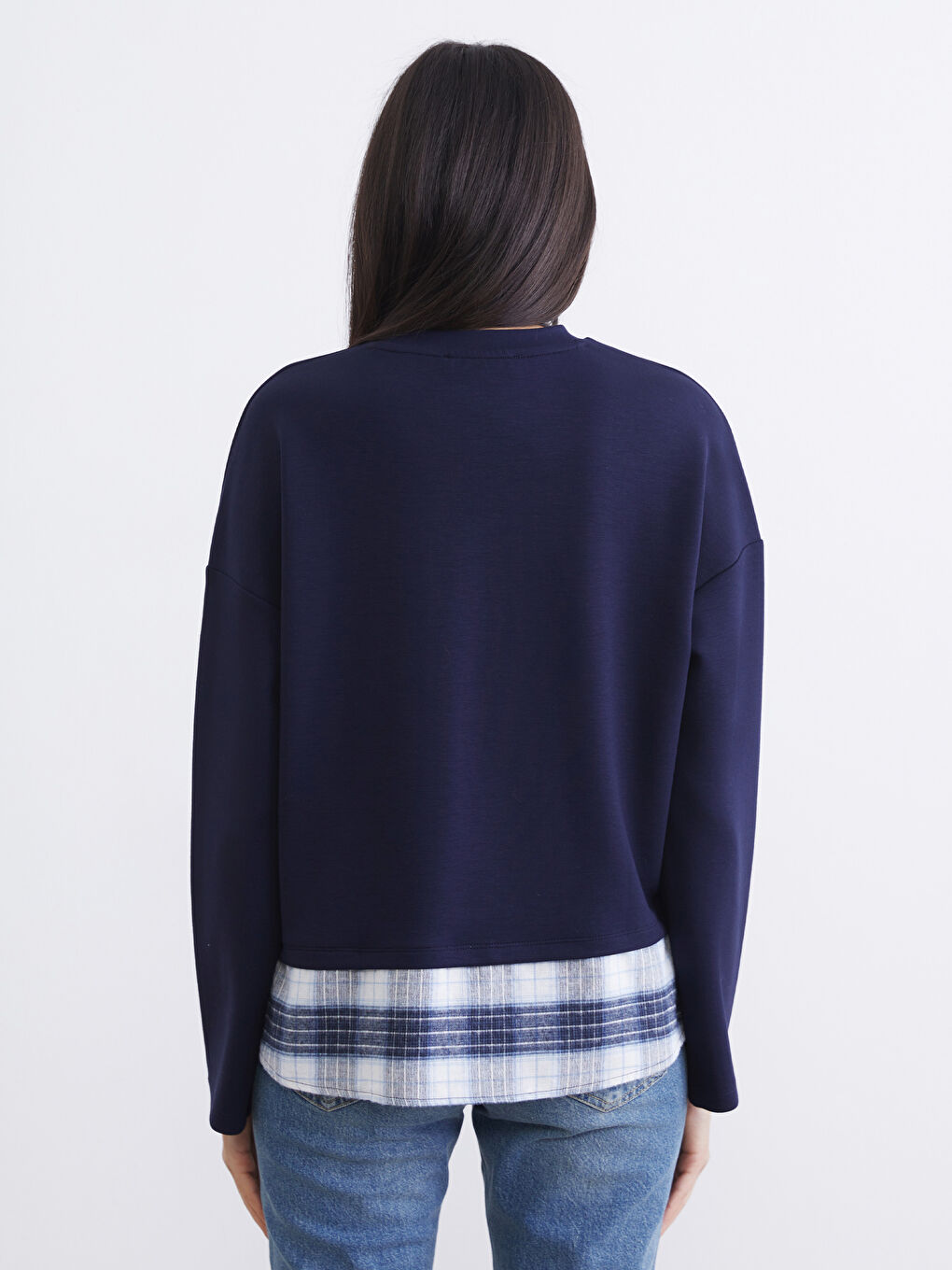 Plaid Oversized Soft-Touch Sweatshirt-3