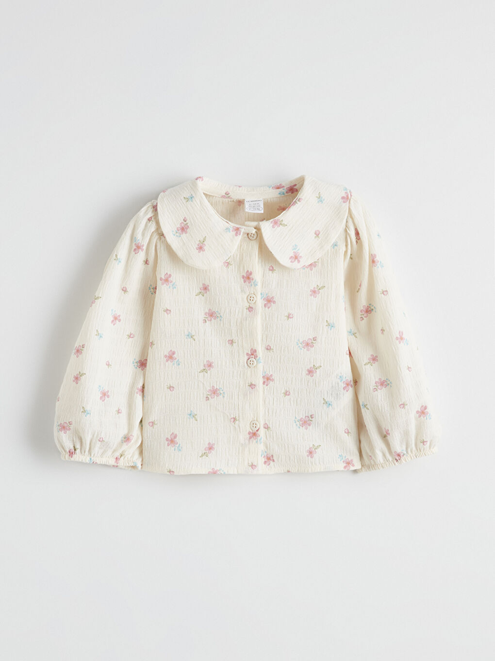 Ekru Bebe Yaka Kız Çocuk Gömlek-1