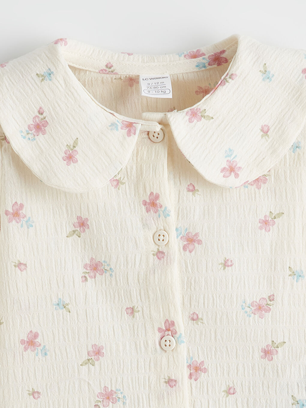 Ekru Bebe Yaka Kız Çocuk Gömlek-2