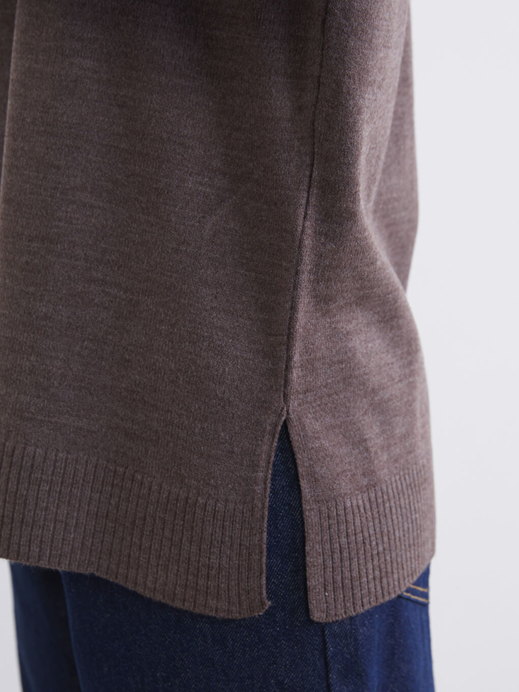 Kahverengi Bisiklet Yaka Kadın Triko Kazak-2