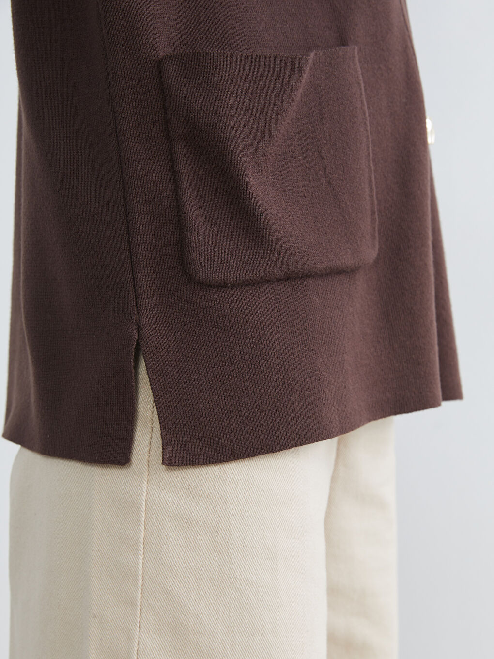 V Yaka Kadın Triko Hırka-2