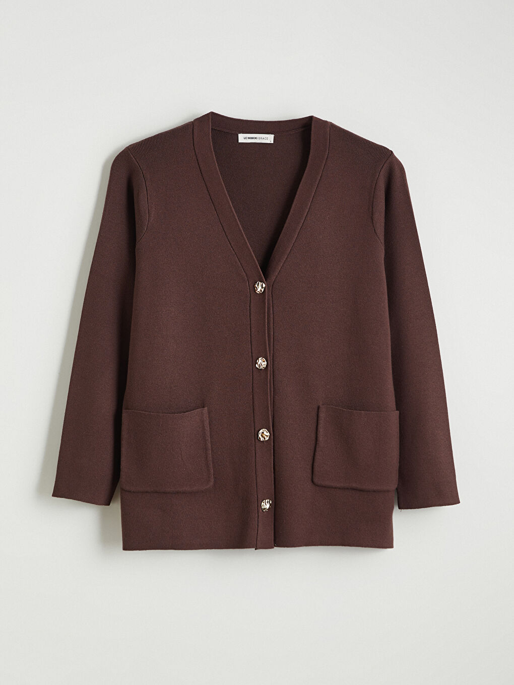 V Yaka Kadın Triko Hırka-4